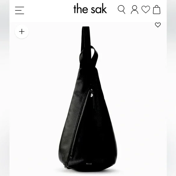 NWOT The Sak Black Leather Sling Backpack - New 5 pocket Leather 1 side canvas. - Picture 5 of 16